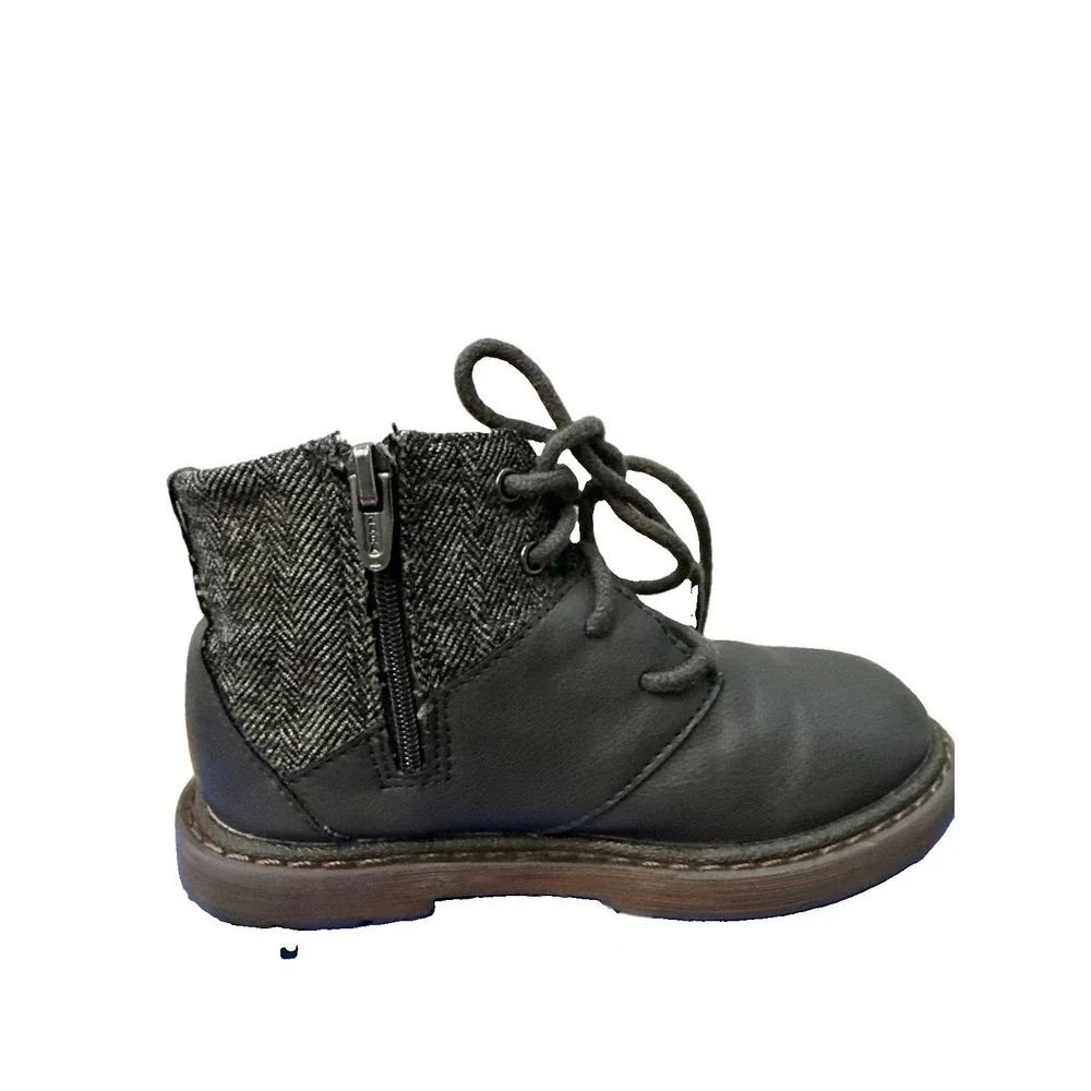 Baby's Zara Toddler Boots Boys Size 24 Gray Color Lace Up Front Zipper On Side